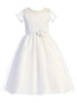 Swea Pea & Lilli Girls White Embroidered Tulle Communion Dress, Sizes 10.5-18.5 - SophiasStyle.com